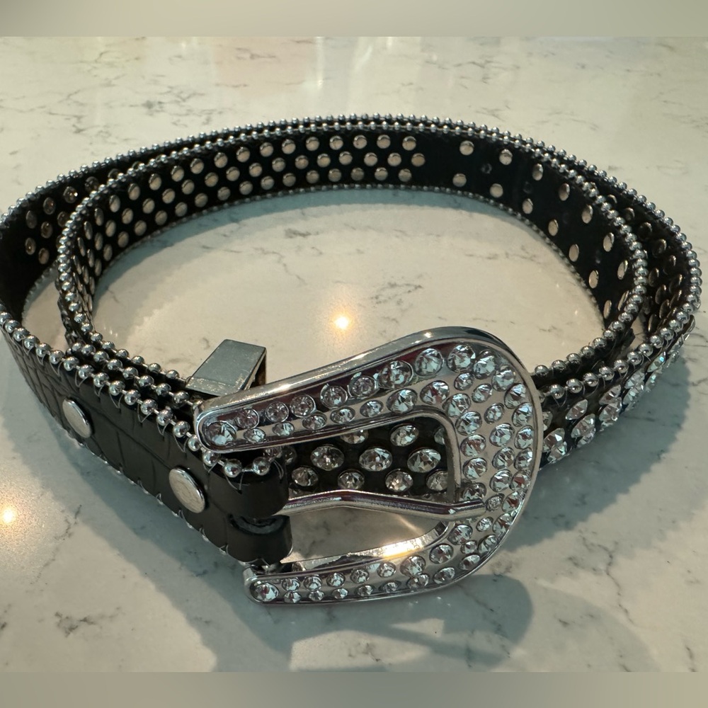 Bling Belt - Genuine Leather Women’s - Size M/L 45inches in length
